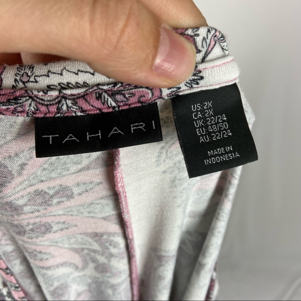 Tahari White Pink Patterned 3/4 Sleeve Blouse - Picture 6 of 6